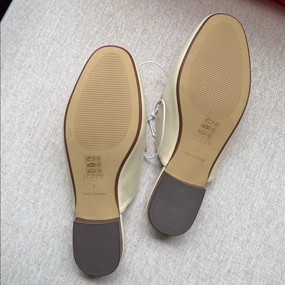 J. Crew Women's Cream Mules with Gold Accent - Picture 3 of 5